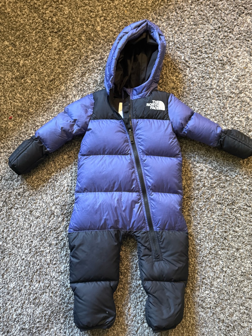 The North Face Kids Purple and Black Hooded Puffer Bunting